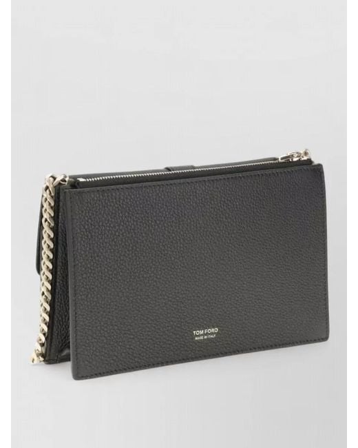 Tom Ford Gray Mini Leather Chain Clutch Bag