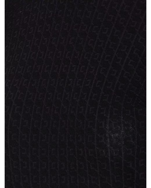 Elisabetta Franchi Blue Logo-Jacquard Long-Sleeve Crew-Neck Jumper