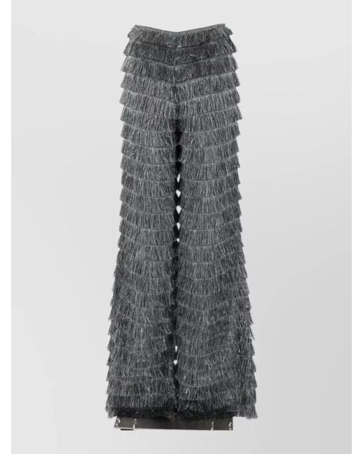 Alberta Ferretti Gray Fil Coupe Trousers Wide Leg Fringe