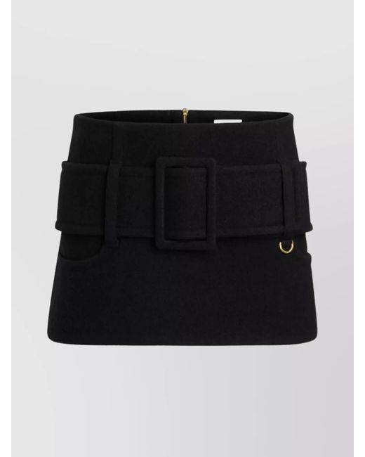 Patou Black Mini Skirt With Wide Belt And Side Pocket