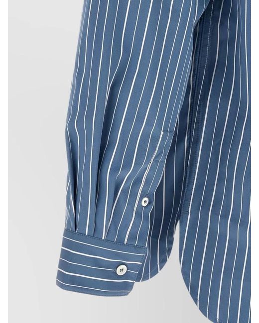 A.P.C. Blue Malo Shirt Long Sleeves Striped Chest Pocket for men