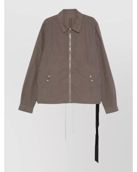Rick Owens Brown Zip Front Cotton Jacket Buttoned Cuffs for men