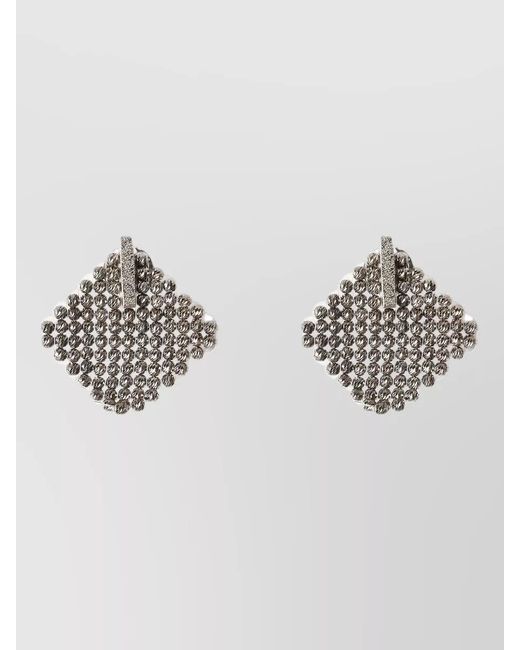 Brunello Cucinelli Metallic Monili Stud Earrings Textured Beaded Design