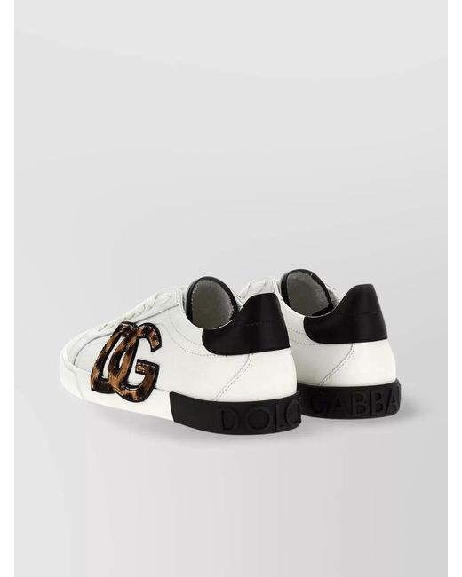 Dolce & Gabbana Metallic Leather Printed Low-Top Sneakers
