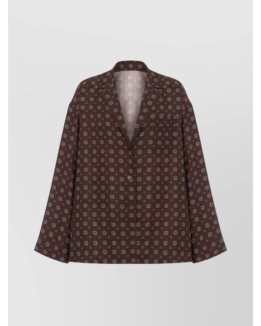 Moschino Brown Silk Printed Long-Sleeve Shirt