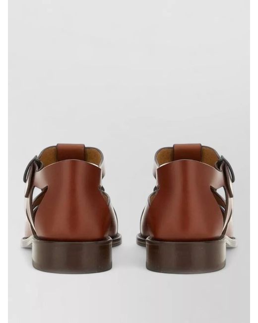 Hereu Brown Flat Sandals Cut Out Design Open Toe