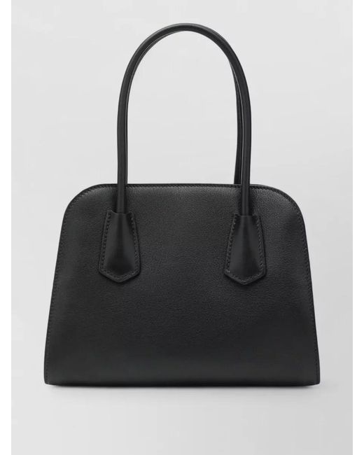 Prada Black Shoulder Bag Metal Hardware Structured Shape Handles