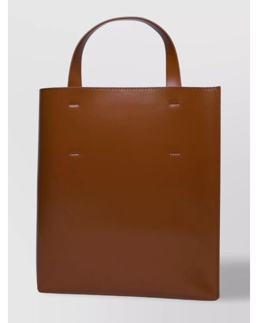 Marni Brown Tote Bag Rectangular Detachable Strap