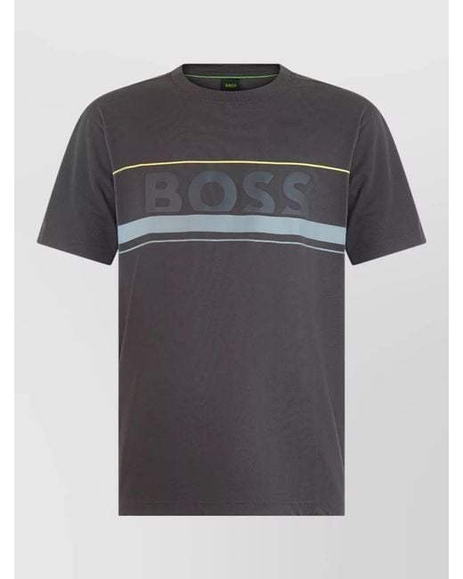 Boss Black Short Sleeve Cotton T-Shirt Crew Neck for men