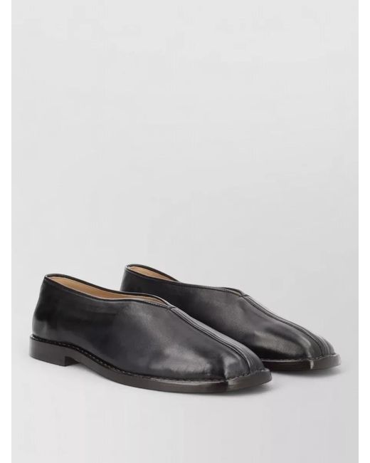 Lemaire Gray Leather Loafer Slipper Round Toe Piping for men