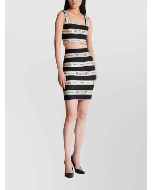 Balmain Black Jacquard High-Rise Mini Skirt