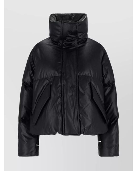 MM6 by Maison Margiela Black Quilted High Collar Jacket With Side Pockets