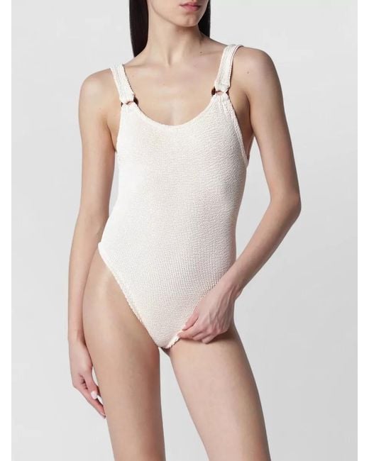 Hunza G Natural Ring Strap Scoop Neckline Textured Swimsuit