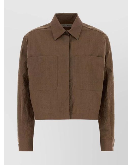 Max Mara Brown Virgin Wool Cropped Jacket