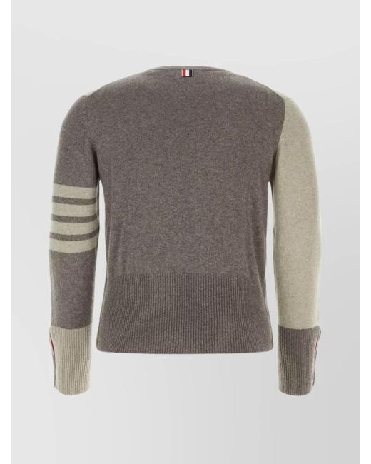 Thom Browne Natural Cashmere Slim-Fit Ribbed Crew-Neck Sweater for men