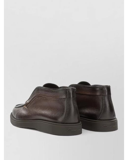 Santoni Brown Leather Dragon Loafers for men