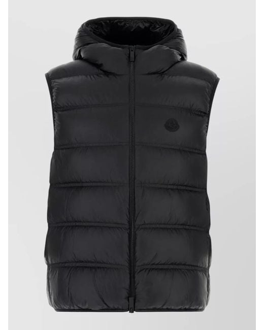 Moncler Black Nylon Panestrel Hooded Sleeveless Down Jacket for men