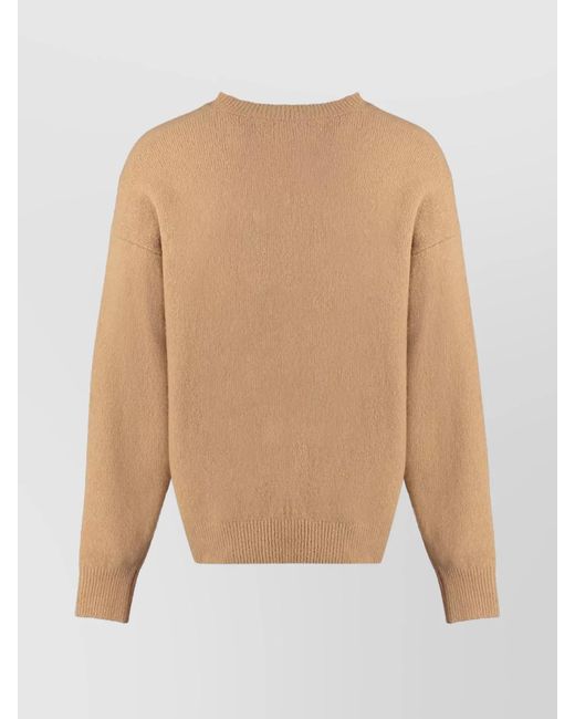 Palm Angels White Cashmere Merino Wool Ribbed Crew-Neck Sweater for men