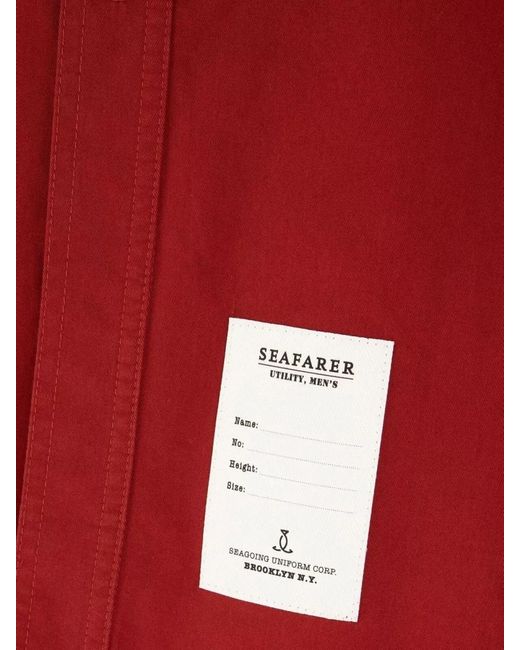 Seafarer Red Cotton Shirt Color Block Design