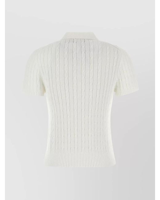Polo Ralph Lauren White Cable Knit Short Sleeve Cardigan
