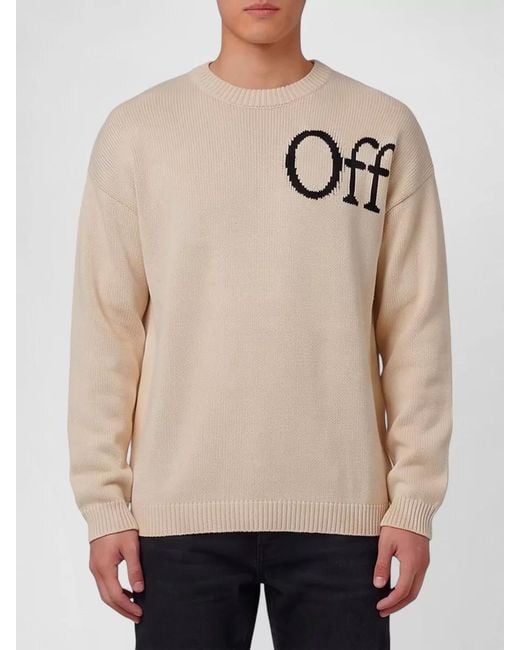 Off-White c/o Virgil Abloh Natural Bookish Relaxed Crewneck Sweater Wool Blend for men