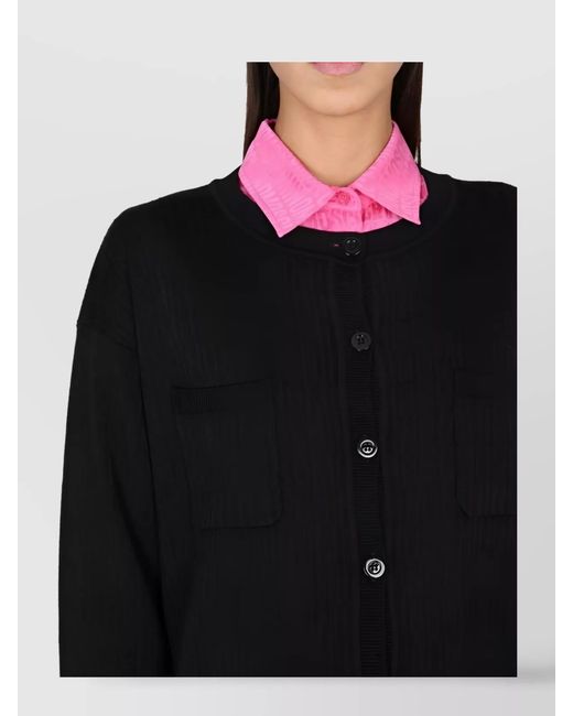 Moschino Black Virgin Wool V-Neck Cardigan