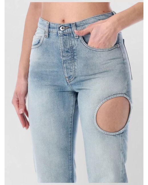 Off-White c/o Virgil Abloh Blue Denim Cutout Straight-Leg Trousers