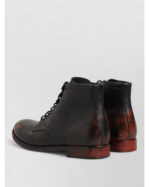 Dolce & Gabbana Black Leather Lace-Up Ankle Boots for men