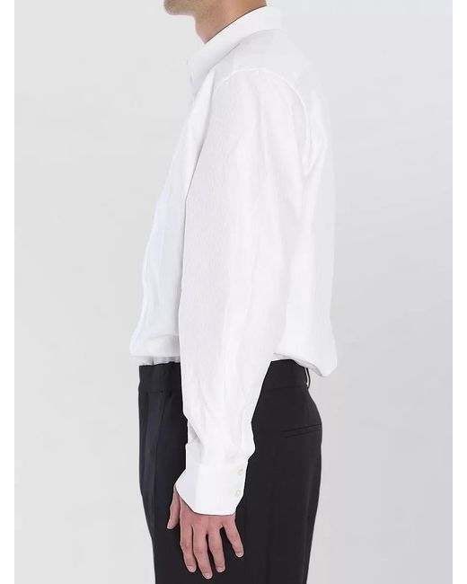 Saint Laurent White Striped Cotton Shirt for men