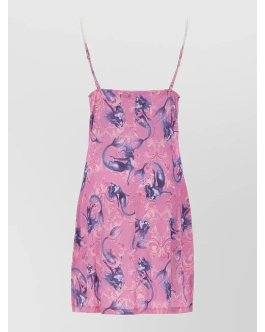 Versace Jeans Couture Pink Draped Neckline Dress Spaghetti Straps Mermaid