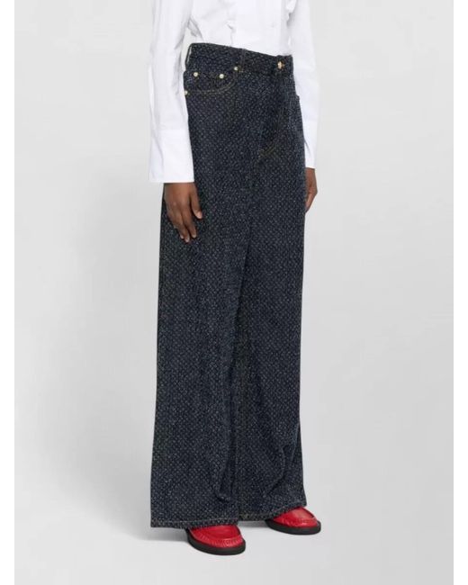 Ganni Blue Denim Wide-Leg Trousers