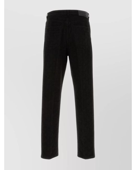 Ferragamo Black Cotton Straight-Leg Trousers for men