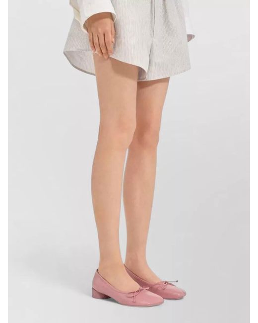 MM6 by Maison Margiela Pink Calfskin Block Heel Ballerina Pumps Bow