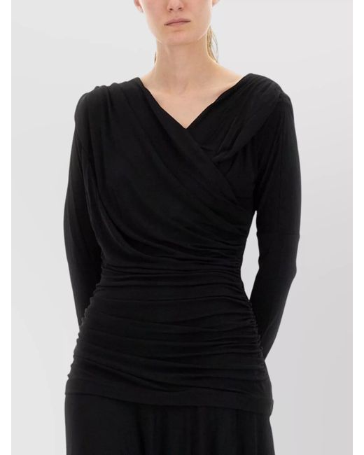 Ganni Black Gathered Midi Dress