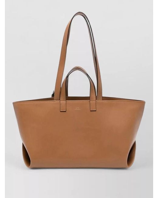 A.P.C. Brown Leather Shoulder Tote Bag Double Handle