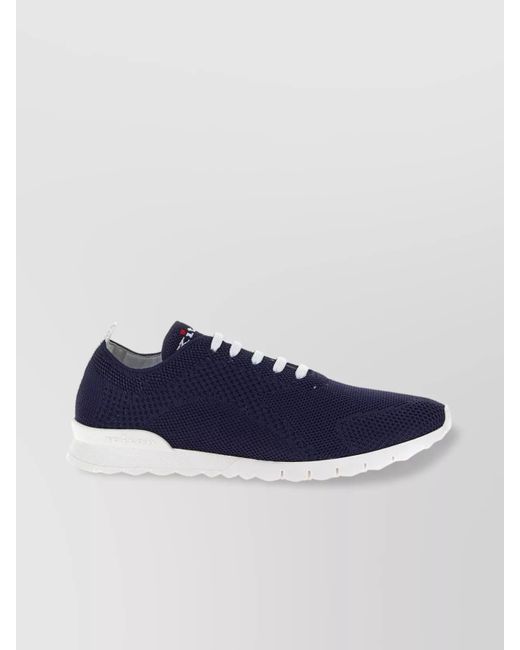 Kiton Blue Knit Upper Sneakers With Round Toe for men