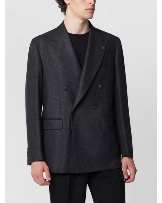 Tagliatore Black Slim Tailored Double Breasted Jacket for men