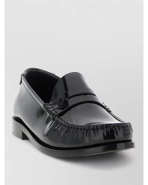 Saint Laurent Black Leather Loafers for men