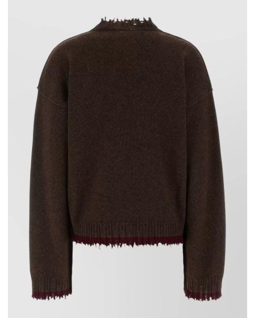 Uma Wang Brown Cashmere Cropped Sweater Round Neckline Hem