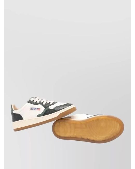 Autry Metallic Leather Low-Top Lace-Up Sneakers