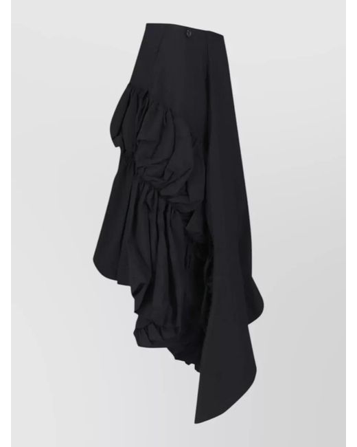 Comme des Garçons Black Wool Asymmetric Midi Skirt