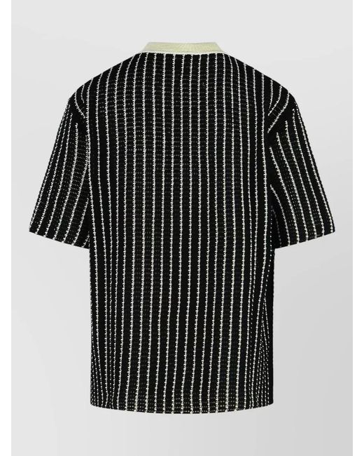 Jil Sander Black Cotton Crochet T-Shirt for men