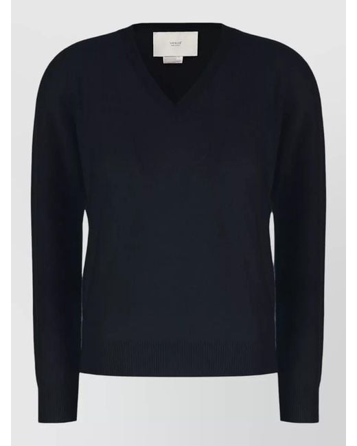 Vanisé Blue Cashmere V Neck Sweater Long Sleeves
