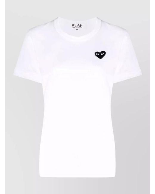 Comme des Garçons White Crew Neck Jersey Top Heart Motif