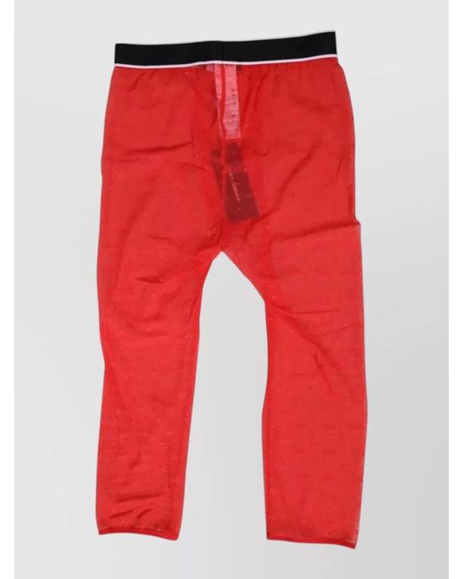 Dolce & Gabbana Red Logo Lace Midi Slim-Fit Trousers