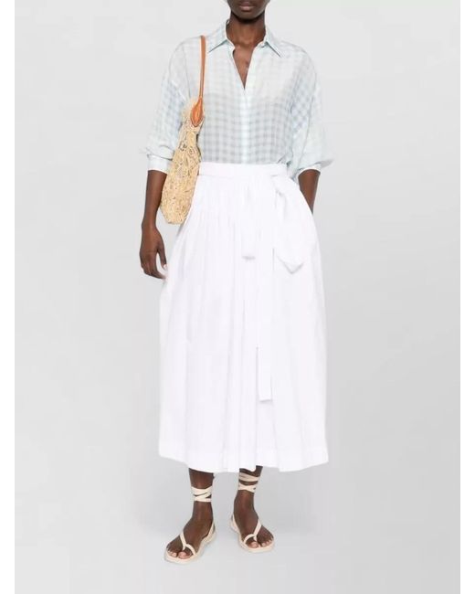 Ermanno Scervino White Cotton Gathered A-Line Pleated Skirt