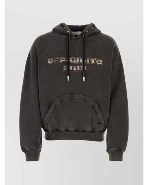 Off-White c/o Virgil Abloh Black Cotton Logo Print Hoodie for men