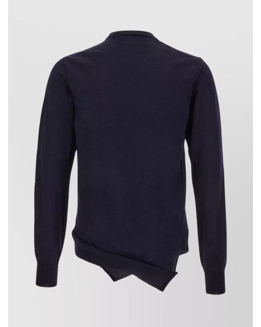 Comme des Garçons Blue Ribbed Asymmetric Cotton Sweater for men