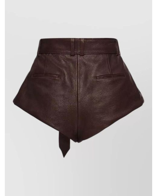Magda Butrym Brown High Rise Leather Shorts Belt Detail