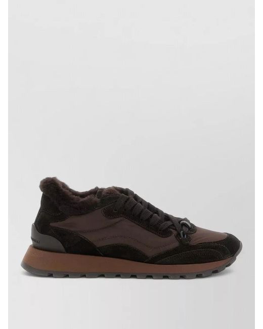 Brunello Cucinelli Black Active Sneakers Suede Techno Fabric Detail